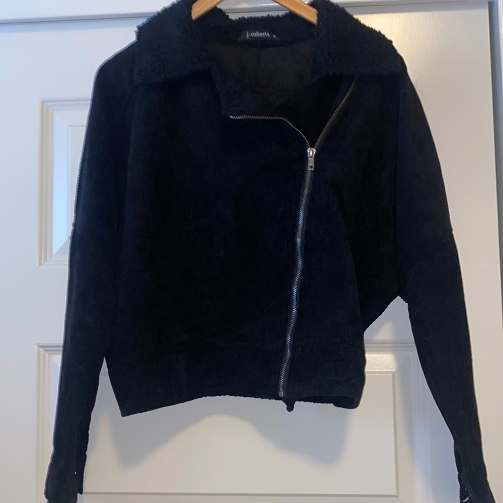 J Robert’s black corduroy zip jacket